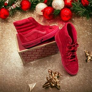 Vans SK8 Hi Nubuck, Red, Size 9.5 US Men